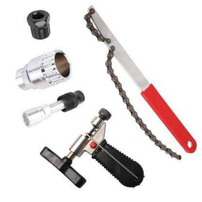 Kit de Ferramentas para Reparo de Bicicletas Extrator de Cassete Extrator de Suporte Ferramenta de Remoção de Volante de Bicicleta Cortador de Corrente Extrator de Pedivela Chave de Bicicleta