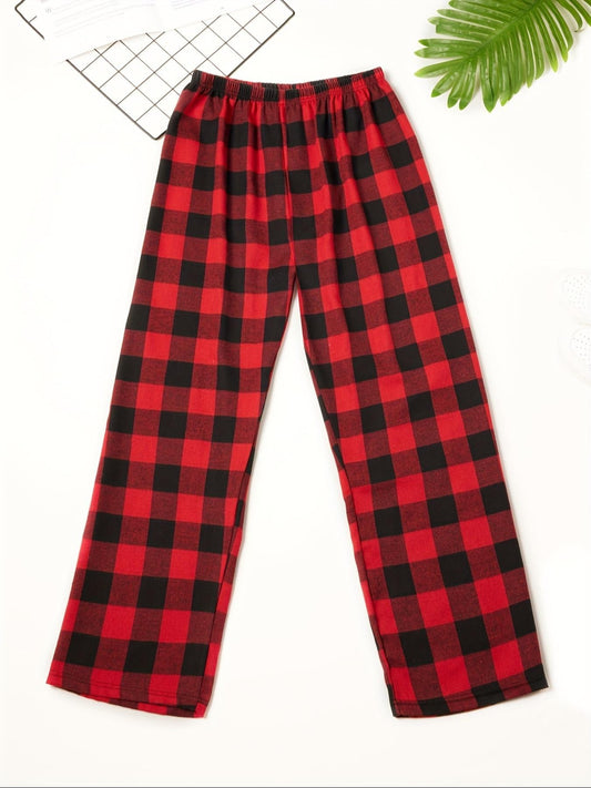 Men's Check Pajama Pants  95% Poly/5% Spandex | Stretchy & comfy  All-season wear | Regular fit  Sleep & lounge essential