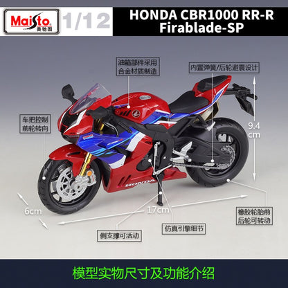 Maisto 1:12 Honda Cbr1000rr-r Cbr1000rr 1000 rr Fireblade Sp Simulação de Carro de Corrida Modelo de Moto de Liga Com Base Brinquedos e Presentes