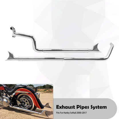 Motorcycle Chrome Dual Exhaust System For Harley Softail Fatboy FLSTF Deluxe 2007-2017 Breakout FXSB 13-2016 Slim Exhaust Pipe