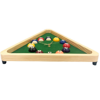 Billiards Pool Ball Clock 14Inch Triangle Pool Table Cool Wall Clock with Solid Wood Frame,Great for Billiards Room,Pool Room,Ga