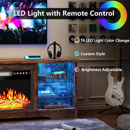 Fireplace TV Stand with 18 Fireplace, Modern Entertainment Center for TVs up to 68 inch, Media TV Console for Living Room