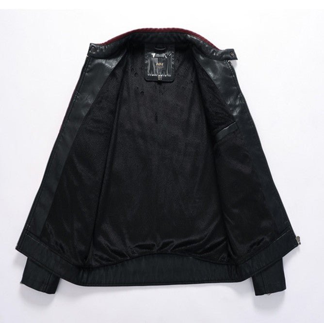 Vintage Motorcycle Jacket Men Fashion New Biker Leather Jacket Male Embroidery Bomber Coat Winter Fleece Pu Overcoat