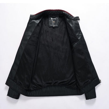 Vintage Motorcycle Jacket Men Fashion New Biker Leather Jacket Male Embroidery Bomber Coat Winter Fleece Pu Overcoat
