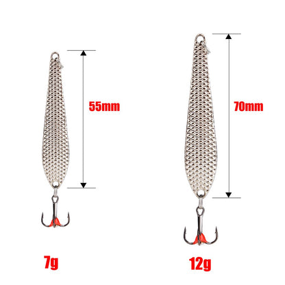 Isca de Pesca no Gelo FTK 7g/12g 55mm/70mm Isca Dura de Pesca Anzol Triplo Colher de Metal Balancim Wobbler Pesca