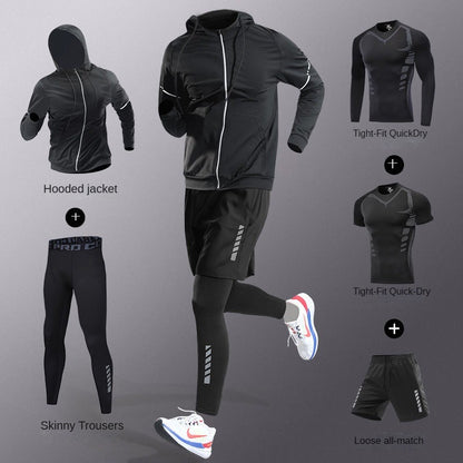 3-7Pcs Men's Ice Fiber Quick-Dry Running Fitness Full Set/Suit Tracksuit For Marathon, Training Cycling?Jogging,Gym? sweatpants
