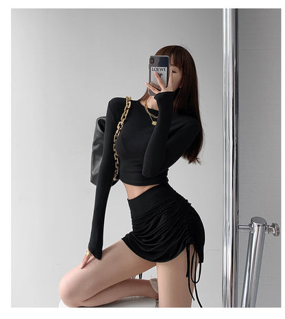 Sexy Bandage Summer Skirts Women Black High Waist Elastic Mini Skirt With shorts Hot Club A Line Slim Bodycon Skirts for Women