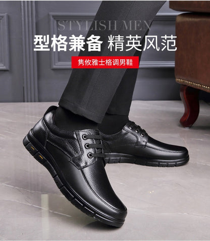 Sapatos Masculinos de Couro Feitos à Mão, Sapatos Sociais Casuais e de Negócios Minimalistas, Modernos, com Cadarço, para Pais de Meia-Idade