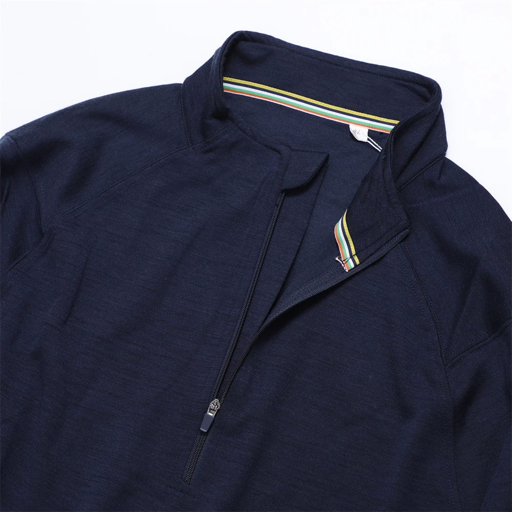 42% Merino Wool Base Layer Shirt Men 1/2 Zip Thermal Underwear Long Sleeve Shirts 210G Hiking Sports Breathable Wicking Moisture