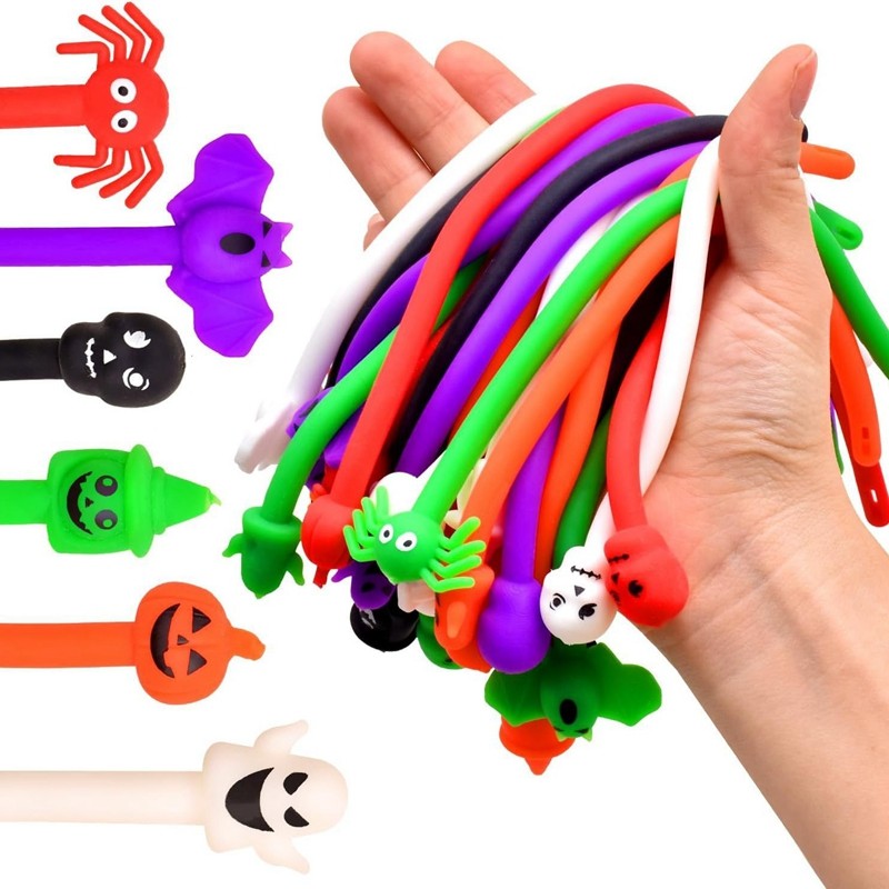 Soft Stretch Silicone Wristbands Spider Bat Skull Pumpkin Ghost Halloween Party Favors Goodie Bag Fillers Trick or Treat Rewards