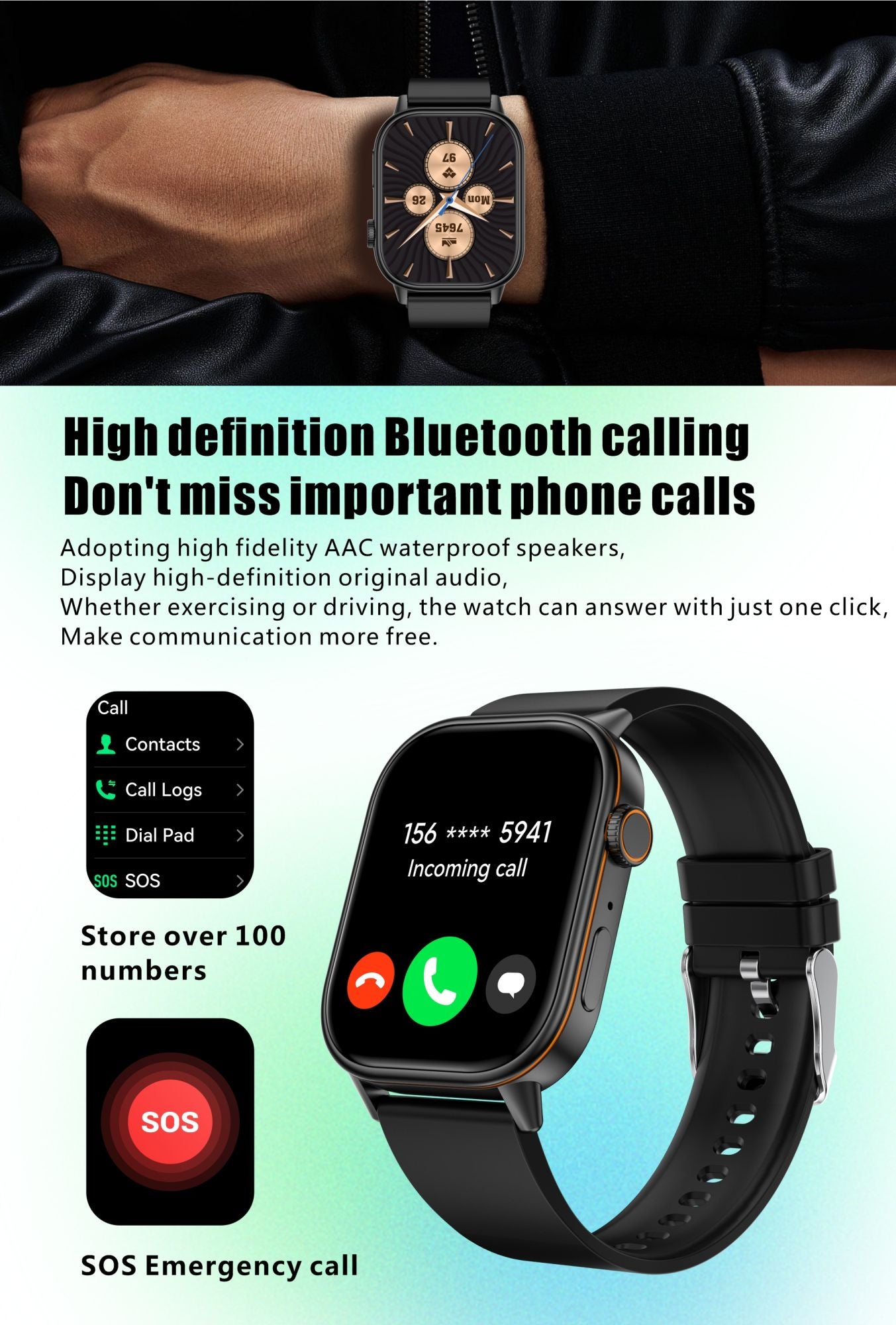 Smartwatch de Música Feminino 2025 Novo com Tela AMOLED HD de 2.01'' Moda, GPS de 6 Estrelas Embutido, Rastreador Impermeável e Chamada, Braceletes