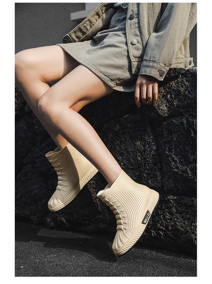 Versatile Casual Short-barreled Waterproof Shoes Men Women Lined With Fleece Warmth Anti-slip Wear-resistant Outdoors Rain Boots