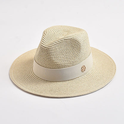 Summer Straw Hats for Women Men Panama Travel Beach Sun Hat Ribbon Decoration Elegant Luxury Jazz Hat