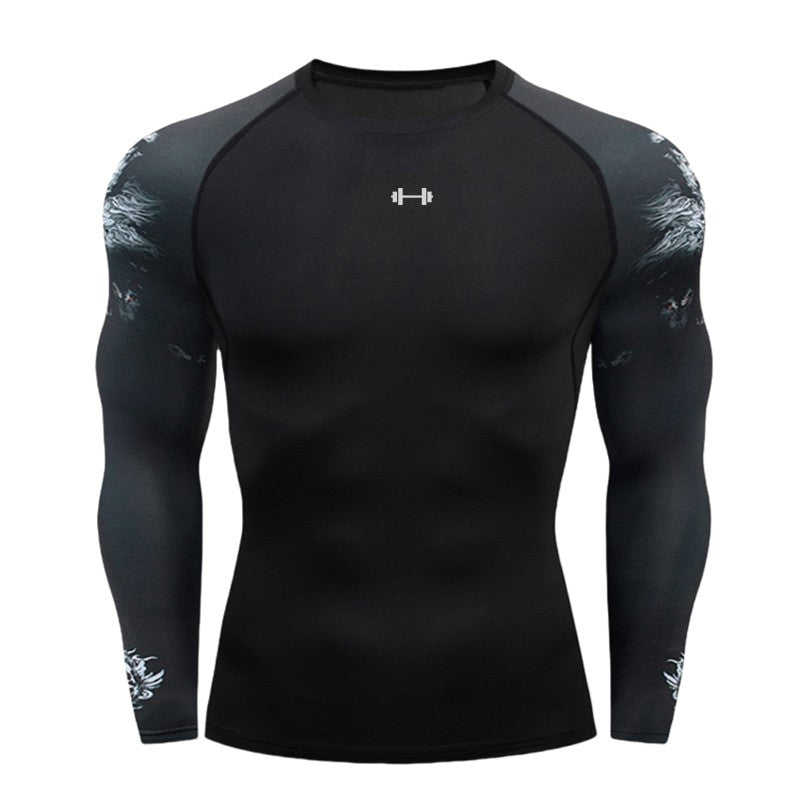Gym Compression Dry Fit Men's Long Sleeves Fitness T-shirt Spring And Autumn Outdoor Sports Running Tees Sportswear Tops T-shirt