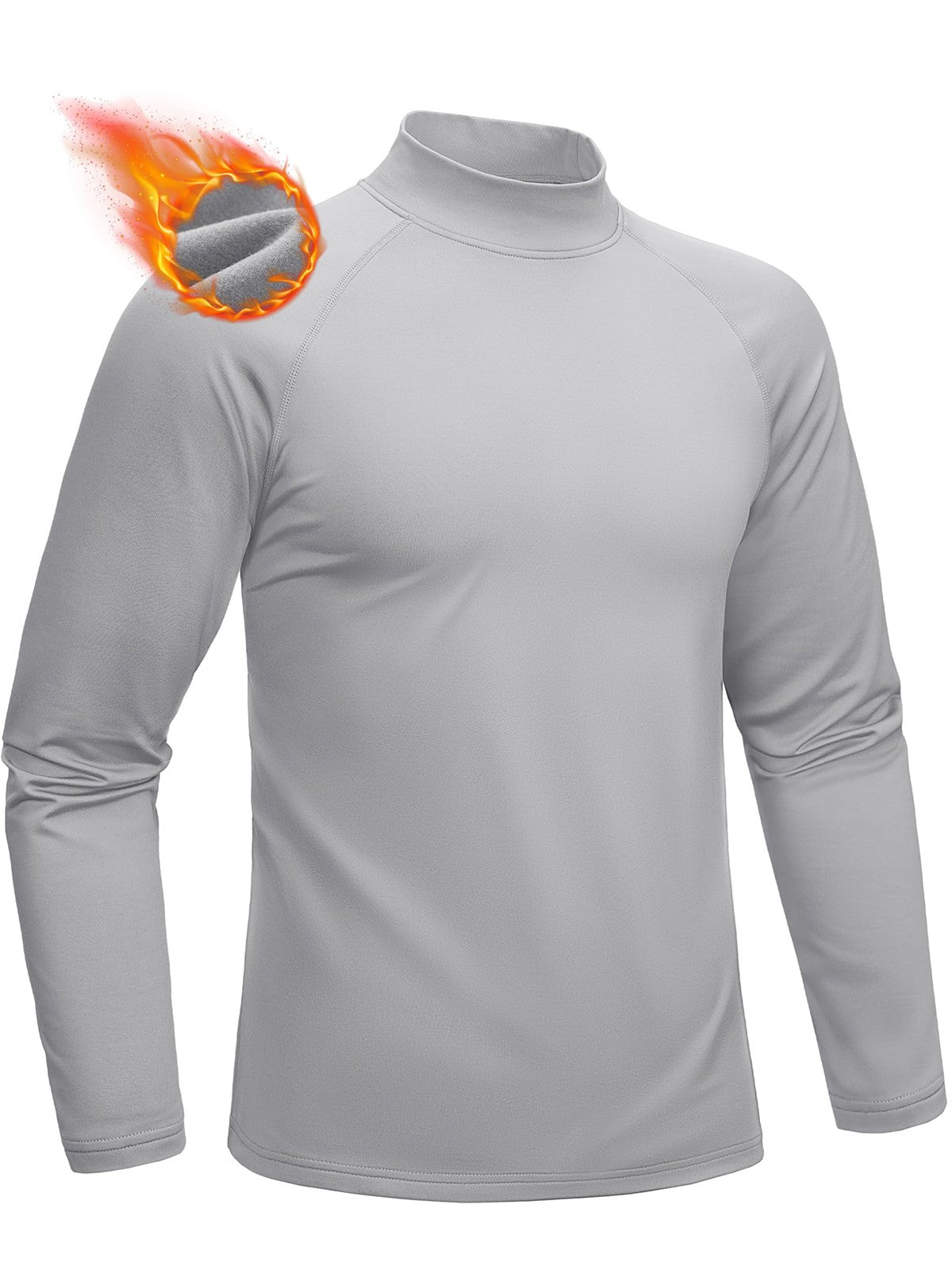 TACVASEN Mock Neck Thermal T-shirts Mens Micro-fleece Lined Long Sleeves Spring Athletic Workout Base Layer Pullover Tops Male