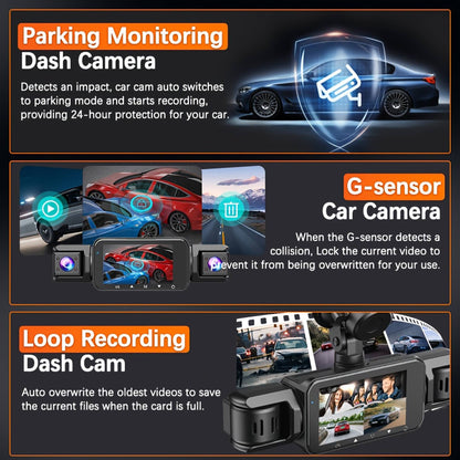 Câmera automotiva (Dashcam) 4 canais Black Box WiFi Câmera de condução FHD 1080P Visão Noturna Gravação em Loop adiciona kit de fiação acessórios automotivos