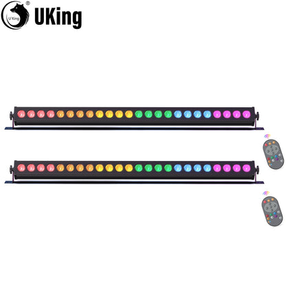 U'King 1/2Pcs 60W RGB 24LED Wall Wash Light Bar With Remote Controller DMX512 Stage Light Bar For DJ Wedding Party Church Music