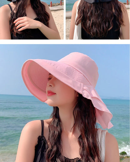 New Women's Summer Sun Hat With Neck Protector And Sunshade For Outdoor Cycling Trip Big-Brimmed Fisherman's Hat Hiking cap