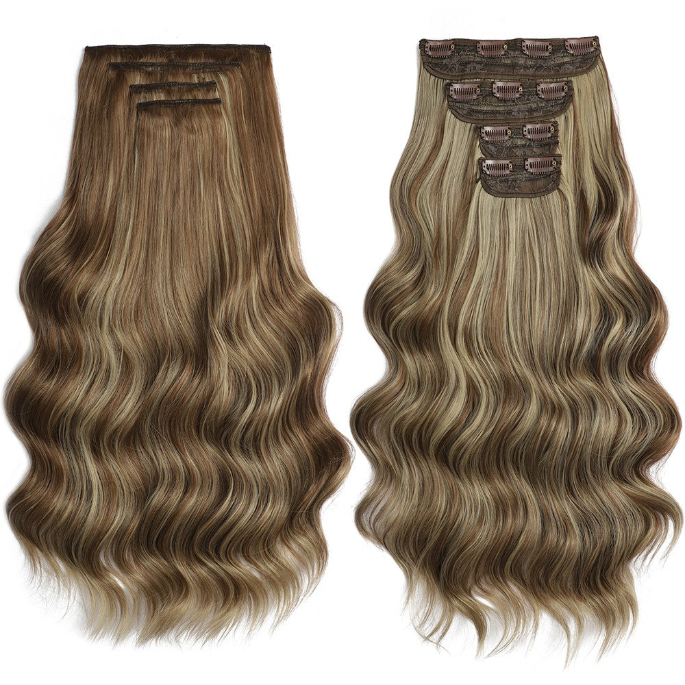 Bio Body Wave Clip in Hair Extensions 22 polegadas 4 peças/lote 220g Macio Natural Fibra Sintética Resistente ao Calor Clip in