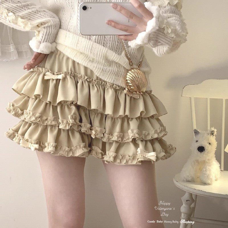 Y2K Sweet Ruffles Mini Skirt Women Kawaii Lolita Bow A Line Skirts Harajuku Japanese Cute High Waist Pink Blue Cake Skirt