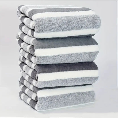 Conjunto de 4 Toalhas de Banho Listradas, Absorventes e de Secagem Rápida, Super Macias e Amigas da Pele Para o Banheiro de Casa