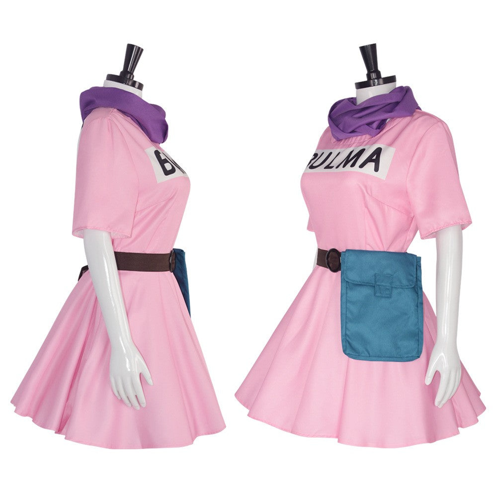 Anime Bulma Cosplay Costume Pink Dress Uniform Kawaii Girls Full Set Outfits Halloween Carnival Masquerade Party