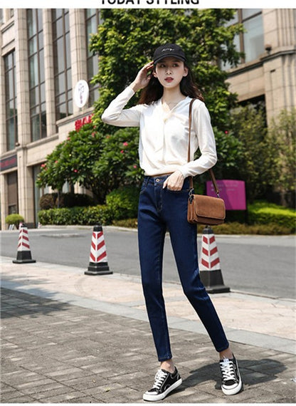 Winter Warm Jeans Woman 2022 High Waist Casual Velvet Ladies Trousers Female Pantalon Denim jeans for Women Pants clothe 40