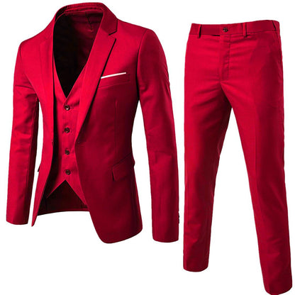 3pcs Suit Men Slim Formal Suit Solid Color Vest Pants Set 3 Piece Mens Suit Business Suit costume homme ?????? ???????