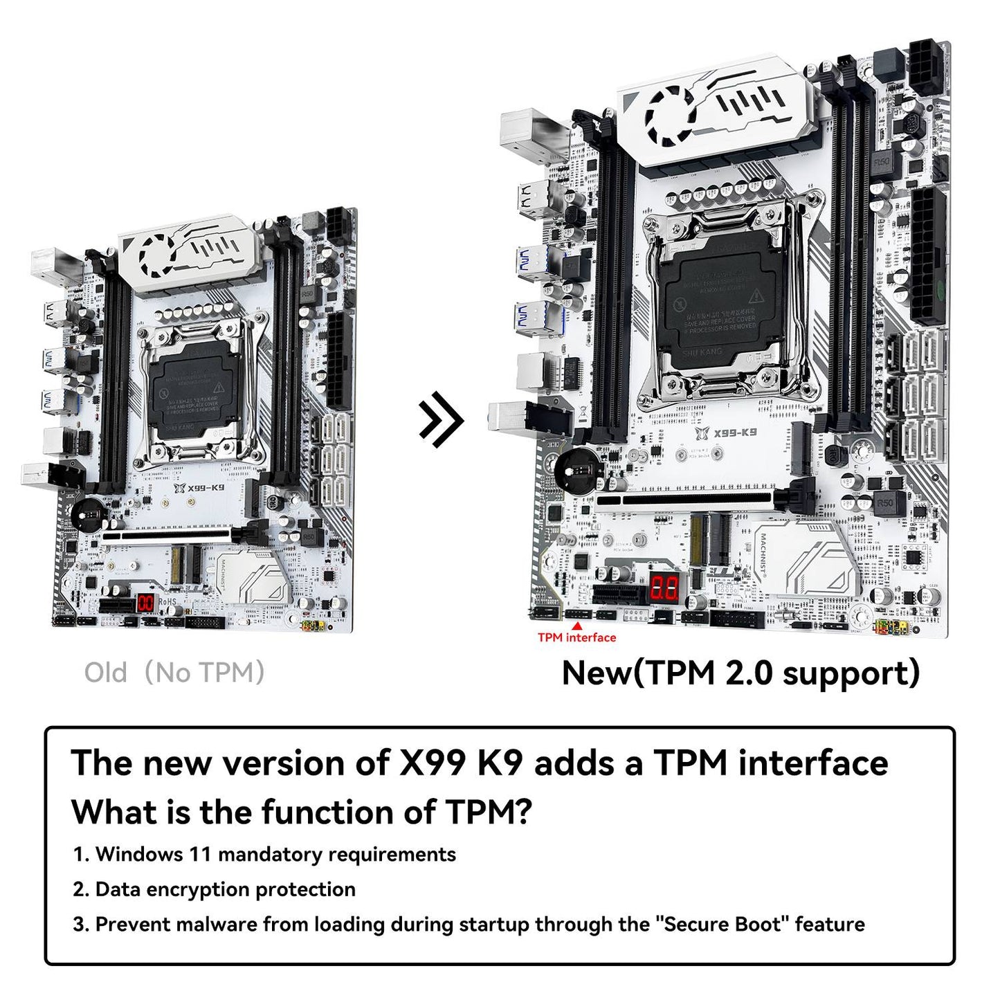 Placa-mãe MAXHINIST X99 K9 TPM 2.0 LGA 2011-3 Xeon E5 2680 V4 CPU 16GB 2666MHz DDR4 RAM Opções de kit de memória de quatro canais
