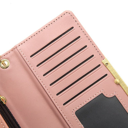 Fashion Portable Solid Color Female Long Purse Zipper Clutch Bag Large Capacity PU Leather Women Zipper Wallet