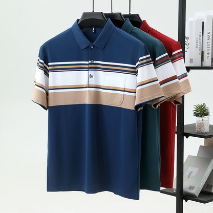 High quality brand men's short sleeved polo shirt summer fashion  striped design youth personalized top casual business T-shirt