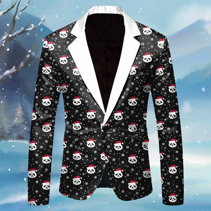 Mens Business Suit Jackets Fashion Mens Long Sleeve Lapel Button Fun Christmas Jacket With Pocket For Men Male New Year Party