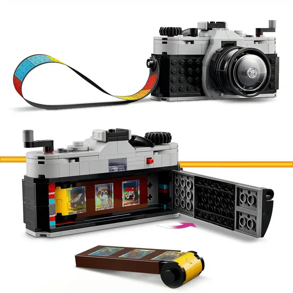LEGO retro camera 3-in-1 set of miniature building block models for children's birthday gifts, children's collection toy set