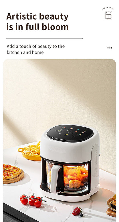 Fritadeira Elétrica Inteligente, Forno de Convecção de Grande Capacidade, Fritadeira Sem Óleo, Cozinha, Assado 360°, Janela Visível, Eletrodoméstico