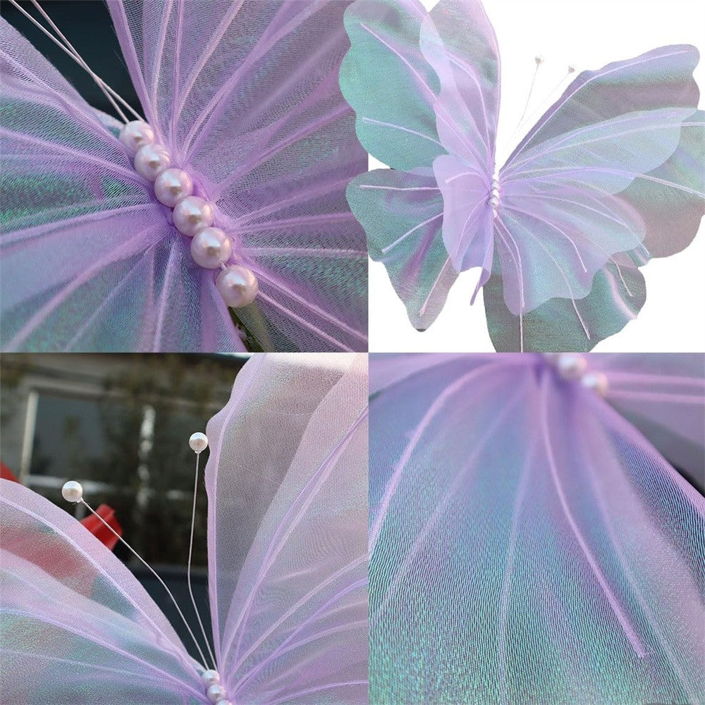 50cm Big Simulation Butterfly 3D Outdoor Shopping Mall Wedding Festival Decoration Hollow Large Hanging Gauze Fake Butterfly