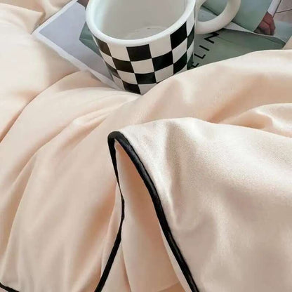 Black Bedding Set - Minimalist Queen/King Size Quilt Set 100% Cotton Plain Bed Cover Full Set (Includes Pillowcases)?