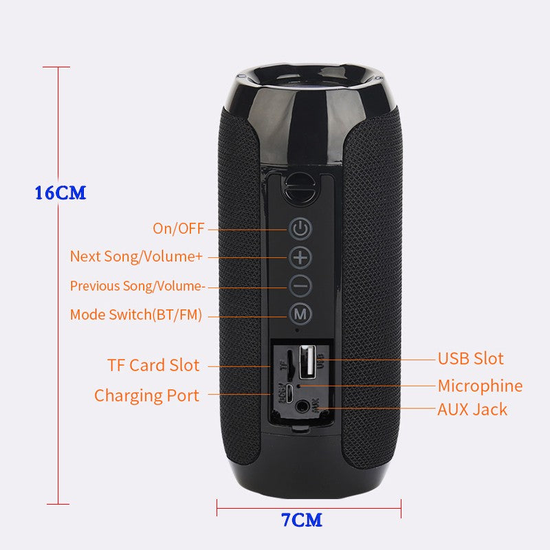 Caixa De Som Bluetooth Portátil Sem Fio Alto-falante Música Subwoofer Rádio FM Áudio Bluetooth Chamada Viva-voz Baffe