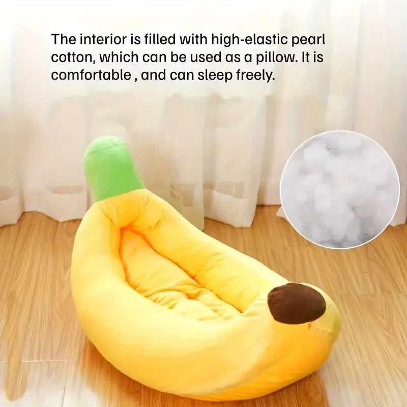 Cama para Cães em Formato de Banana, Ninho Aconchegante, Cama para Pets Durável, Destacável e Lavável, Santuário Quente de Pelúcia para Cães e Gatos Pequenos/Médios/Grandes