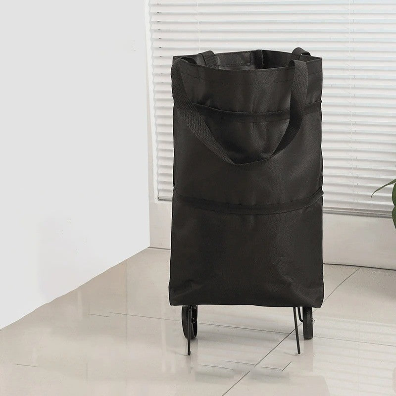 1Pc Foldable Shopping Bag with Wheels Trolley Large Reusable Cloth Hand Tote Bolsas Eco Fabric Supermarket Grocery Pull Cart Bag