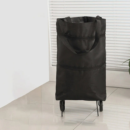 1Pc Foldable Shopping Bag with Wheels Trolley Large Reusable Cloth Hand Tote Bolsas Eco Fabric Supermarket Grocery Pull Cart Bag
