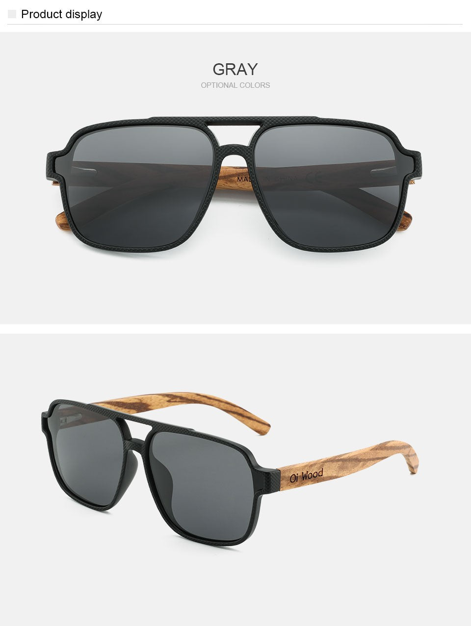 Oi Wood Sunglasses for Men Wood Sun Glasses Man Eyeglasses Polarizing Glasses UVA&B Protection Eyewear ECO-Friendly
