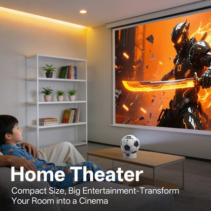 MSAI Soccer Q8 Projector 4K 720P Android 12 Auto Focus Dual-Band WiFi Multi-Language Projector for Camping Bedroom Outdoor Movie