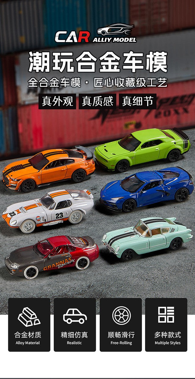 1:64 GT500 Supra Pontiac Carro Esportivo de Liga Modelo Miniatura de Metal Série Escala Veículos Modelo Brinquedo Presente para Crianças