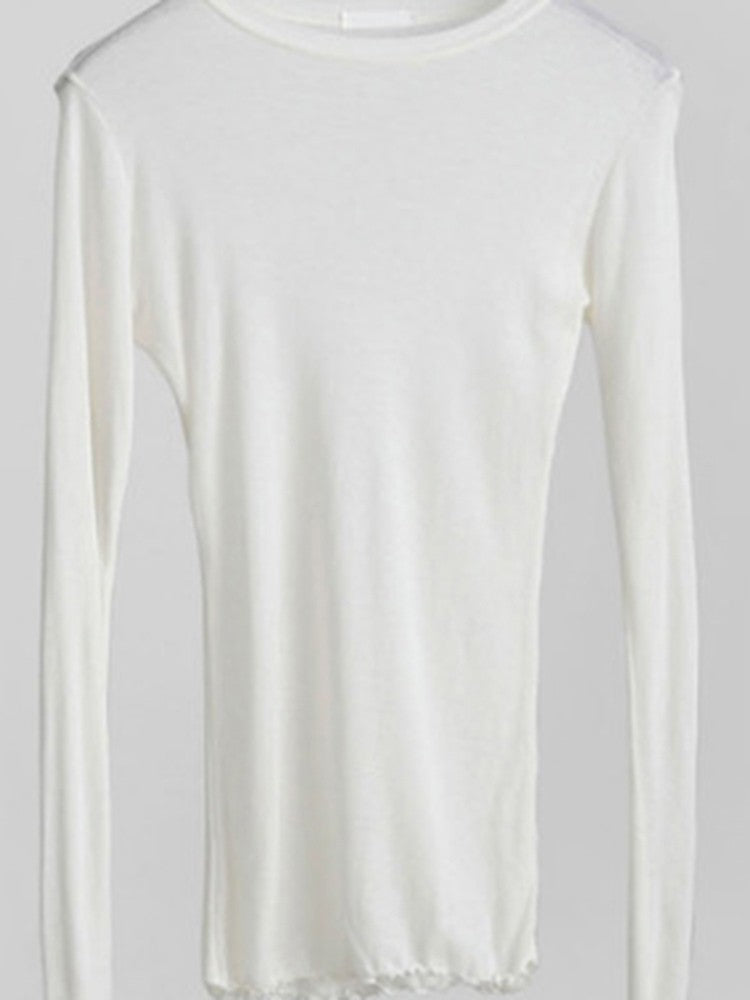 High Quality Plain T Shirt Women Cotton Elastic Basic T-shirts Female Casual Tops Long Sleeve Sexy Thin T-shirt see through