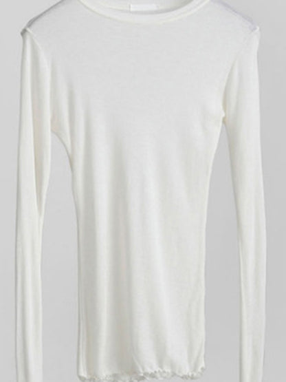 High Quality Plain T Shirt Women Cotton Elastic Basic T-shirts Female Casual Tops Long Sleeve Sexy Thin T-shirt see through