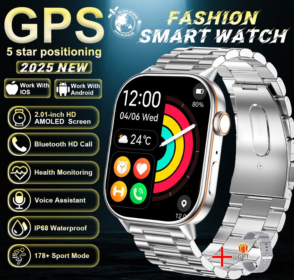 2025 Military GPS Smart Watch Men Flashlight Compass Waterproof Outdoor Sports Tracker Bluetooth Call Smartwatch For Android IOS