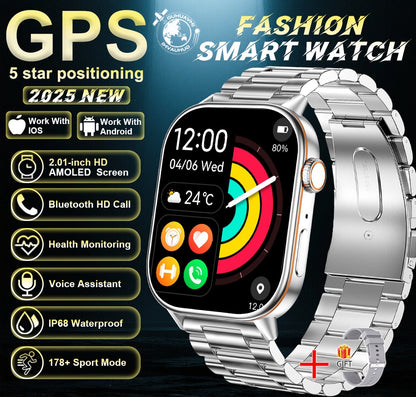 2025 Military GPS Smart Watch Men Flashlight Compass Waterproof Outdoor Sports Tracker Bluetooth Call Smartwatch For Android IOS