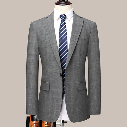 2024 Men's Checkered Business Casual Suit Two-Piece Set Polyester Wedding Trend Handsome Boutique Suit + Trousers