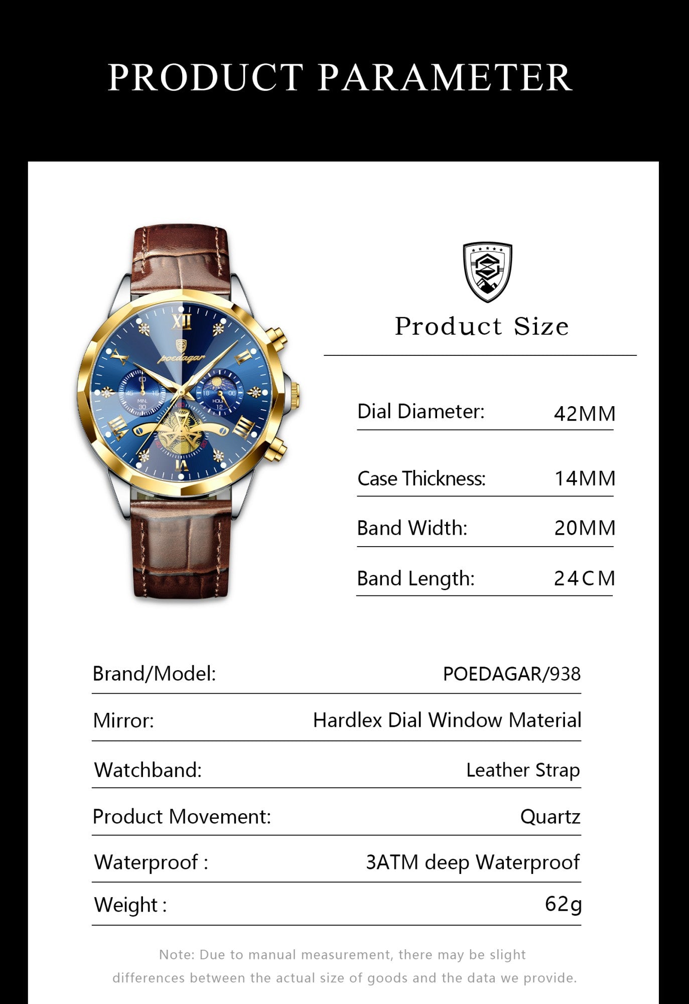 POEDAGAR Relógio de Pulso Militar de Luxo Masculino Quartzo Impermeável Luminoso Cronógrafo Couro Masculino Relógio Esportivo Masculino Relógio Masculino