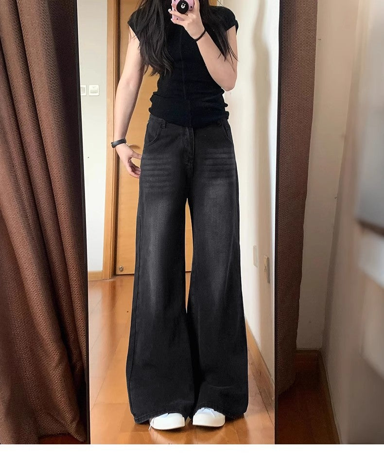 Winter Thick Women's Fleece Straight Jeans Casual Comfortable Soft Velvet Slim Pants Vintage Wide Plush Denim Trousers